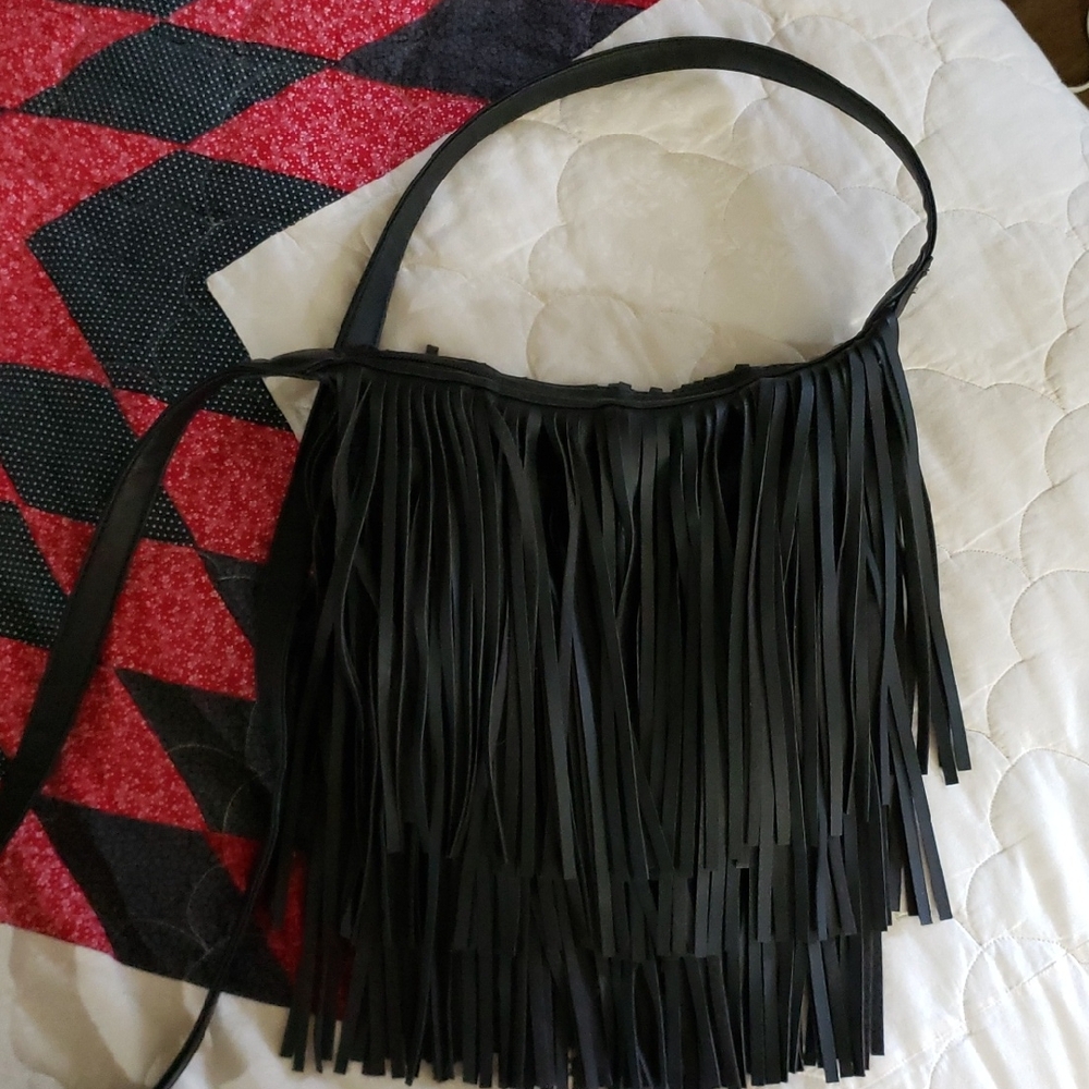 Black Fringe Shoulder Bag